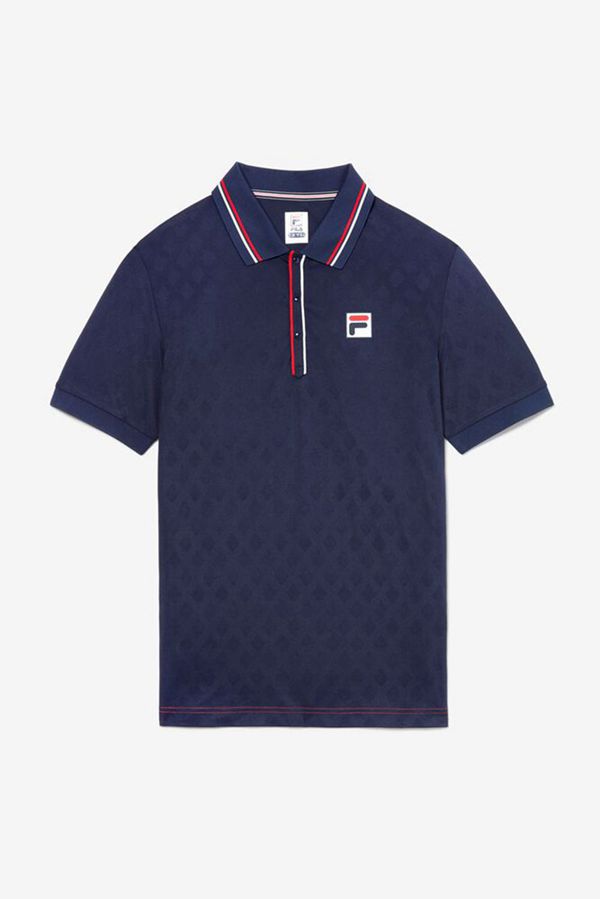 Camisas Polo Fila Hombre Azul Marino / Rojas / Blancas - Short Sleeve Tennis Jacquard - España 43729